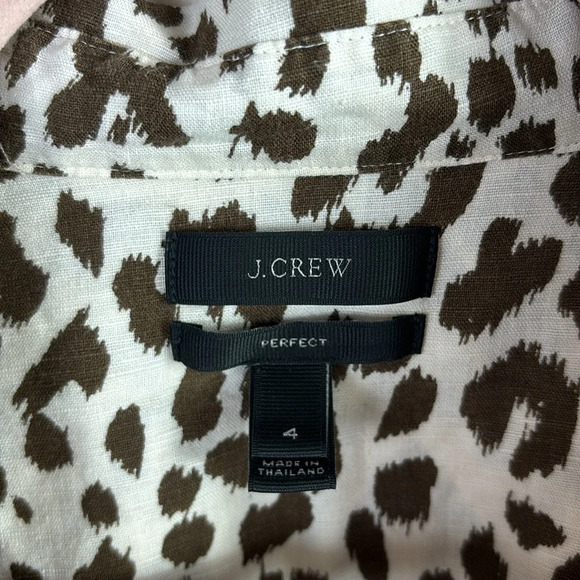 J. Crew The Perfect Shirt In Leopard Cheetah Animal Print Button Down Top size 4 - Picture 5 of 12